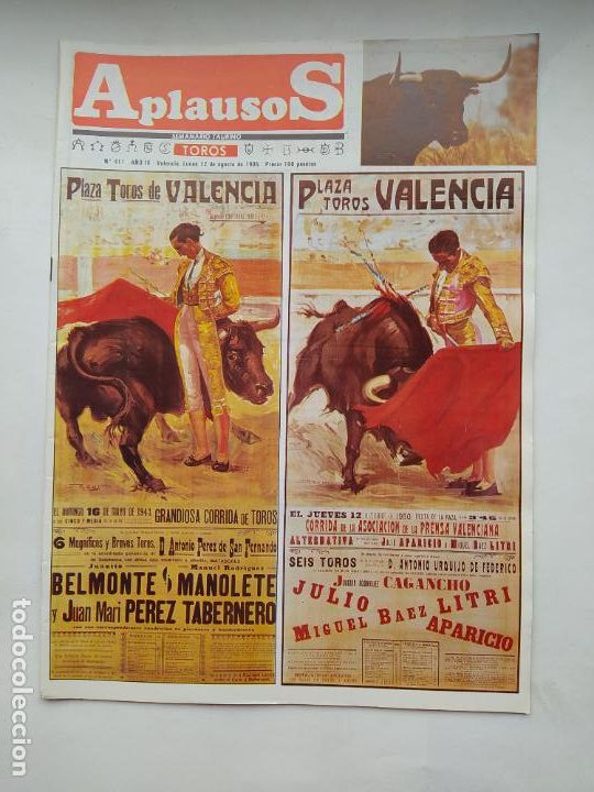 Tauromaquia: Revista Aplausos. 12 de agosto de 1985. N&ordm; 411. SEMANARIO TAURINO. TDKC88