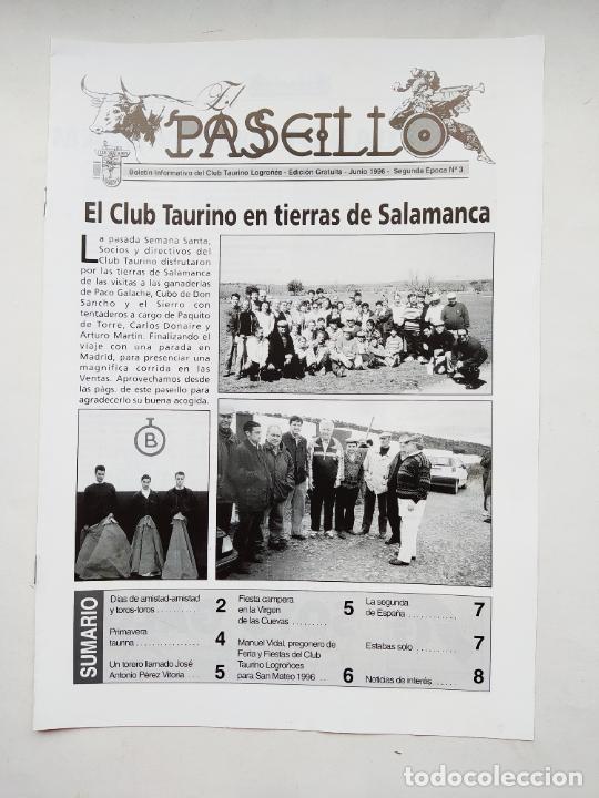 Stierkampf: EL PASEILLO. BOLETIN INFORMATIVO DEL CLUB TAURINO LOGRO&Ntilde;ES. N&ordm; 3. JUNIO 1996. TDKC88
