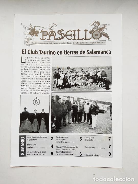 Stierkampf: EL PASEILLO. BOLETIN INFORMATIVO DEL CLUB TAURINO LOGRO&Ntilde;ES. SEGUNDA EPOCA. N&ordm; 3. JUNIO 1996. TDKC88