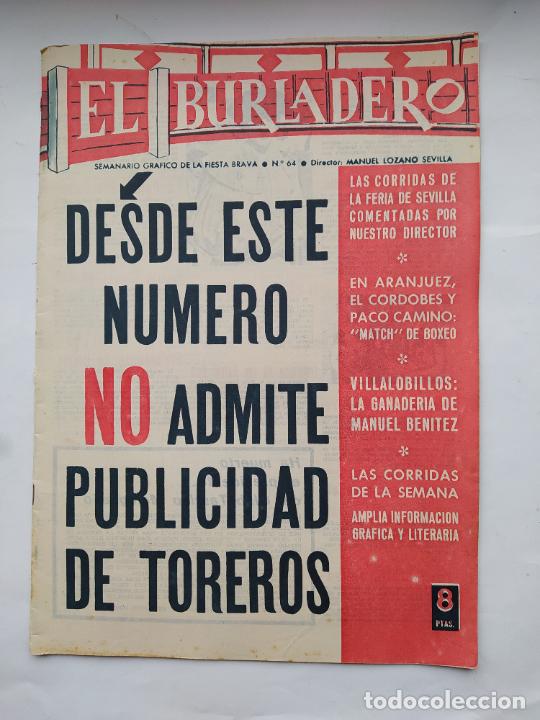 Tauromaquia: El Burladero. Semanario gr&aacute;fico de la Fiesta Brava. N&ordm; 64. 5 de mayo de 1965. TDKC92