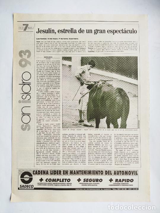 Tauromachia: DIARIO 16 TOROS. FERIA DE SAN ISIDRO '93. COLECCIONABLE N&ordm; 7. 16 MAYO 1993. TDK289B