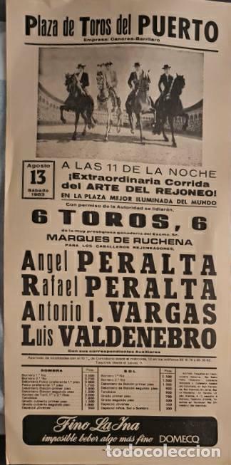 Tauromachia: Cartel. El Puerto. 13 Agosto 1983. Angel Peralta,Rafael Peralta, Antonio I. Vargas, Luis Valdenebro