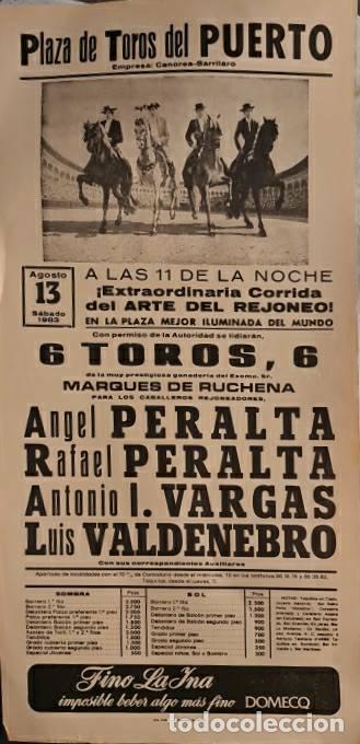 Tauromaquia: Cartel. El Puerto. 13 Agosto 1983. Angel Peralta,Rafael Peralta, Antonio I. Vargas, Luis Valdenebro
