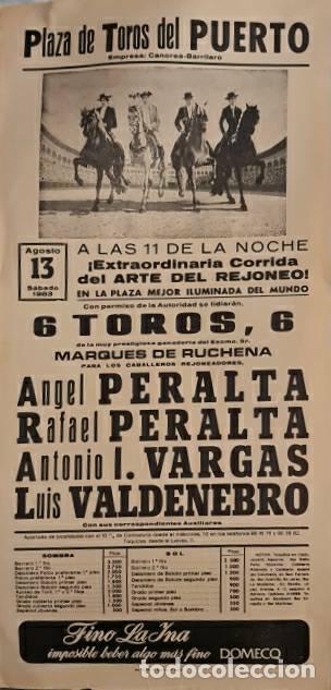 Tauromachie: Cartel. El Puerto. 13 Agosto 1983. Angel Peralta,Rafael Peralta, Antonio I. Vargas, Luis Valdenebro