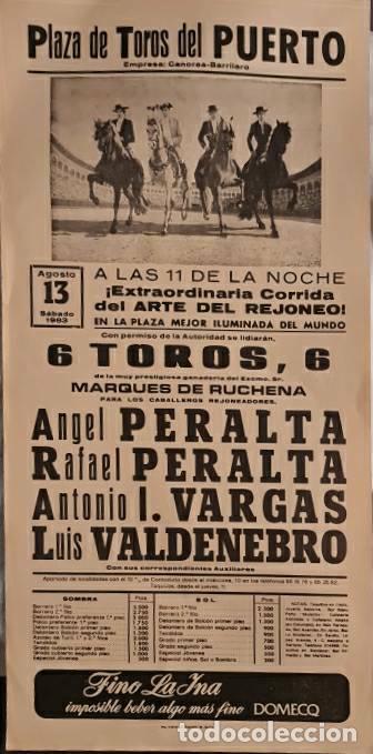 Tauromachie: Cartel. El Puerto. 13 Agosto 1983. Angel Peralta,Rafael Peralta, Antonio I. Vargas, Luis Valdenebro