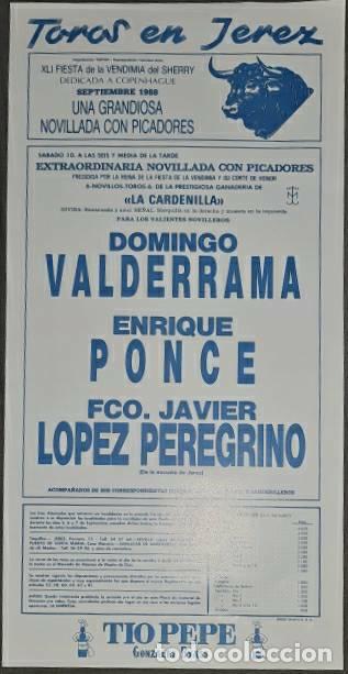 Tauromaquia: Cartel.Jerez.Septiembre 1988.Domingo Valderrama,Enrique Ponce,Fco.J. L&oacute;pez Peregrino. La Cardenilla