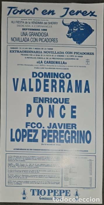 Tauromaquia: Cartel.Jerez.Septiembre 1988.Domingo Valderrama,Enrique Ponce,Fco.J. L&oacute;pez Peregrino. La Cardenilla