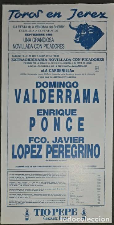 Tauromaquia: Cartel.Jerez.Septiembre 1988.Domingo Valderrama,Enrique Ponce,Fco.J. L&oacute;pez Peregrino. La Cardenilla