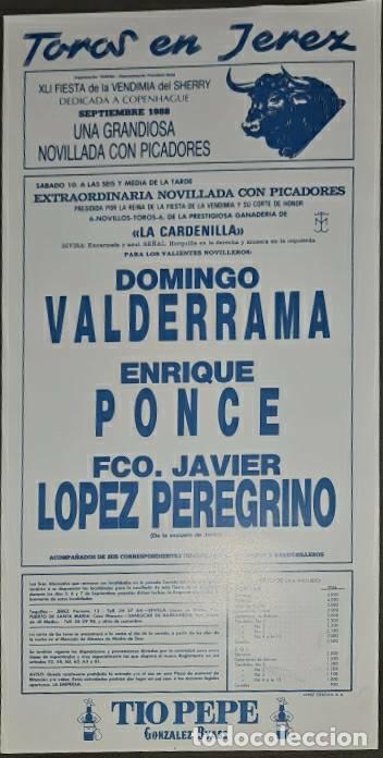 Tauromaquia: Cartel.Jerez.Septiembre 1988.Domingo Valderrama,Enrique Ponce,Fco.J. L&oacute;pez Peregrino. La Cardenilla