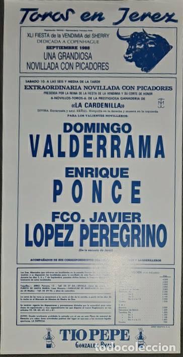 Tauromaquia: Cartel.Jerez.Septiembre 1988.Domingo Valderrama,Enrique Ponce,Fco.J. L&oacute;pez Peregrino. La Cardenilla