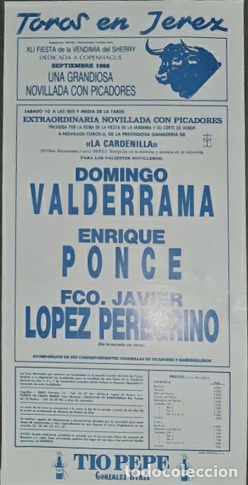 Tauromaquia: Cartel.Jerez.Septiembre 1988.Domingo Valderrama,Enrique Ponce,Fco.J. L&oacute;pez Peregrino. La Cardenilla