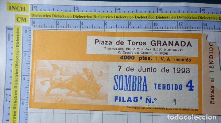 Bullfighting: ENTRADA TICKET. PLAZA CORRIDA DE TOROS. GRANADA 7 JUNIO 1993. FARIAS. 13