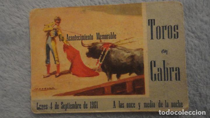 Tauromaquia: ANTIGUO PROGRAMA.TOROS EN CABRA 1961.MANUEL CANO.EL PIREO-JOSELITO TORRES.ALFONSO RODRIGUEZ.