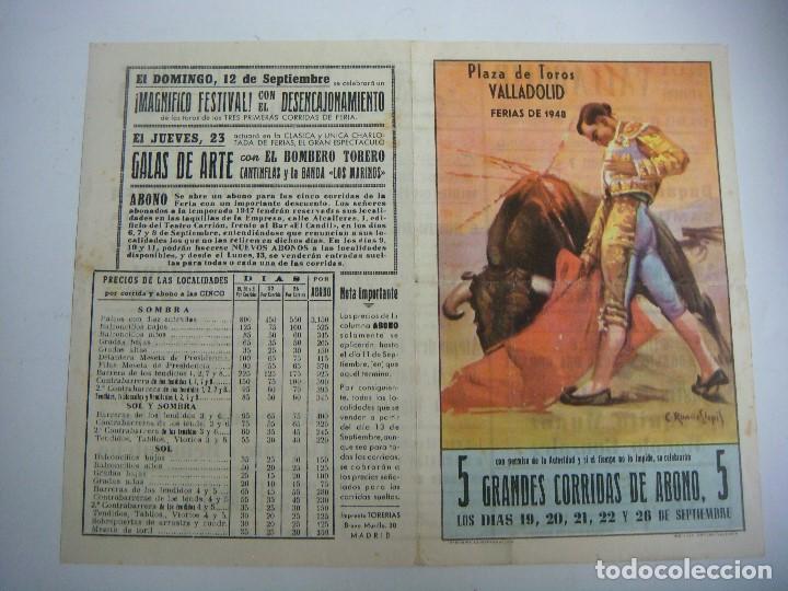 Tauromaquia: CARTEL DE FERIA PLAZA DE TOROS DE VALLADOLID SEPTIEMBRE 1948
