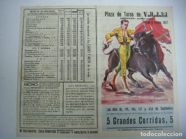 Tauromaquia: CARTEL DE FERIA PLAZA DE TOROS DE VALLADOLID SEPTIEMBRE 1957