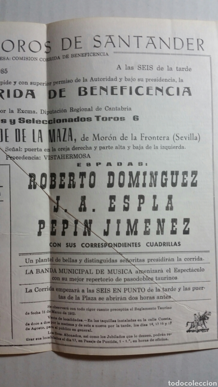 Tauromaquia: Programa de Toros Santander corrida de Beneficencia a&ntilde;o 1985 - Foto 3
