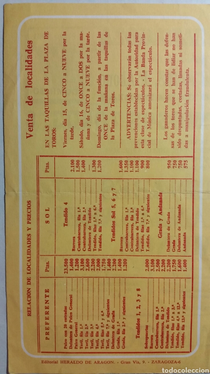 Tauromaquia: ZARAGOZA programa de Toros de mano a&ntilde;o 1981 - Foto 2