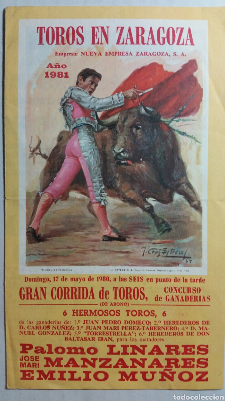 Tauromaquia: ZARAGOZA programa de Toros de mano a&ntilde;o 1981 - Foto 1