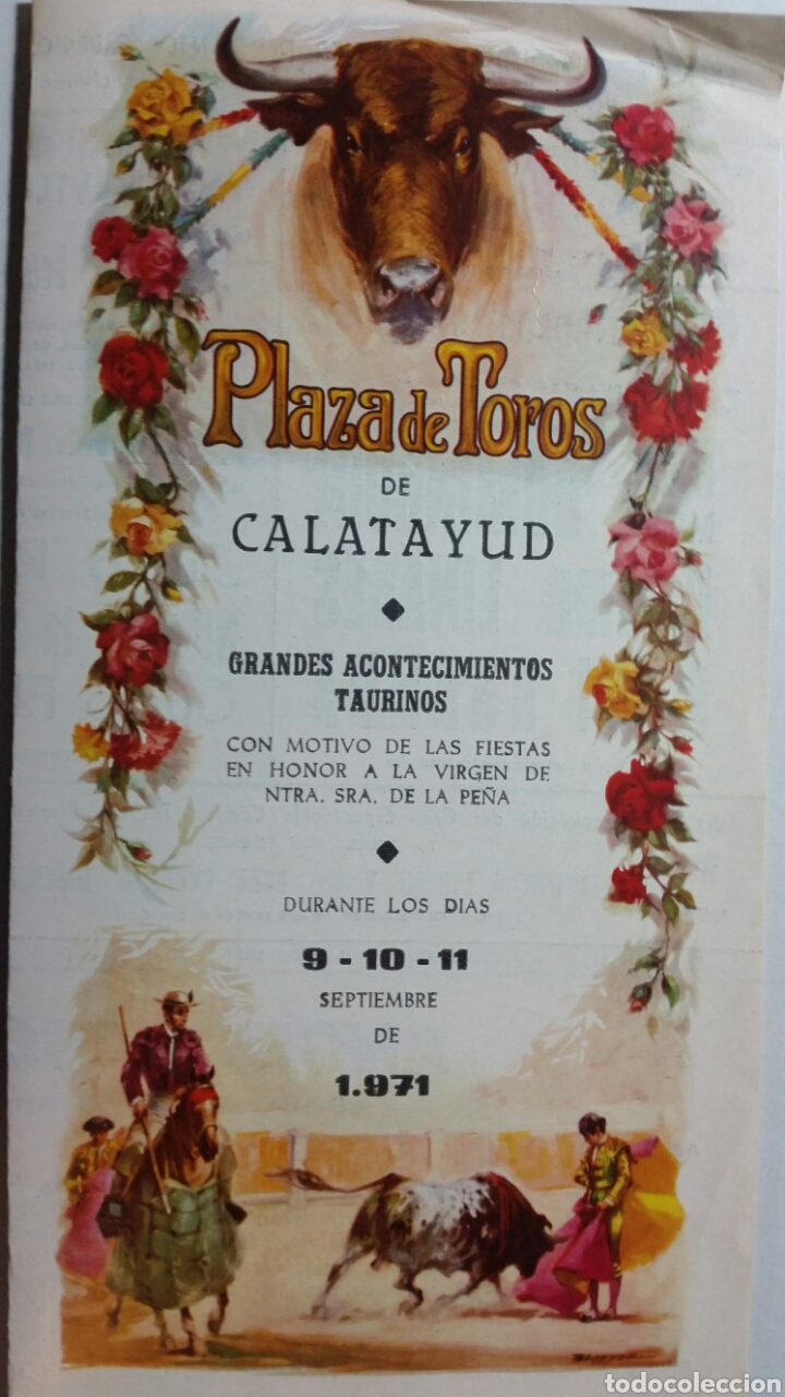 Tauromaquia: CALATAYUD Programa de Toros de mano a&ntilde;o 1971 - Foto 1