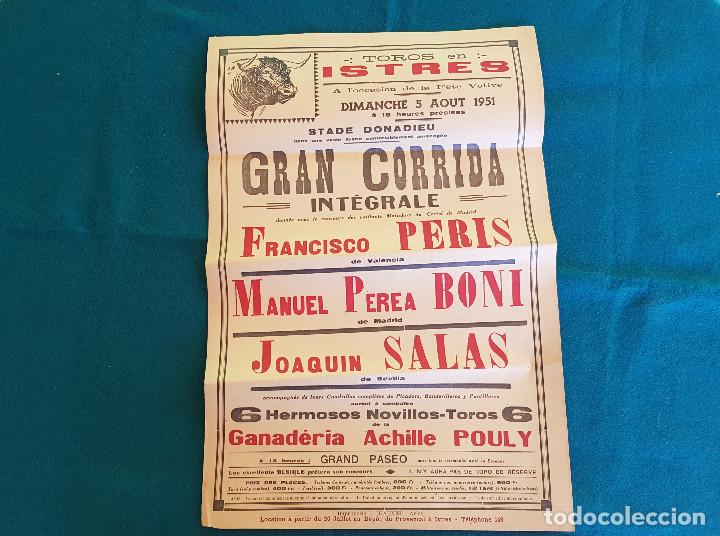 Tauromaquia: CARTEL PLAZA DE TOROS DE ARLES FRANCIA (1951) FCO. PERIS, JOAQUIN SALAS, MANUEL PEREA - RW