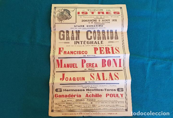 Tauromaquia: CARTEL PLAZA DE TOROS DE ARLES FRANCIA (1951) FCO. PERIS, JOAQUIN SALAS, MANUEL PEREA - RW