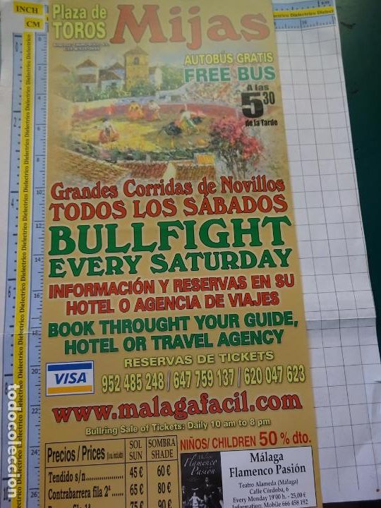 Bullfighting: CARTEL DE TOROS TAUROMAQUIA. PLAZA DE TOROS, MIJAS.. 45