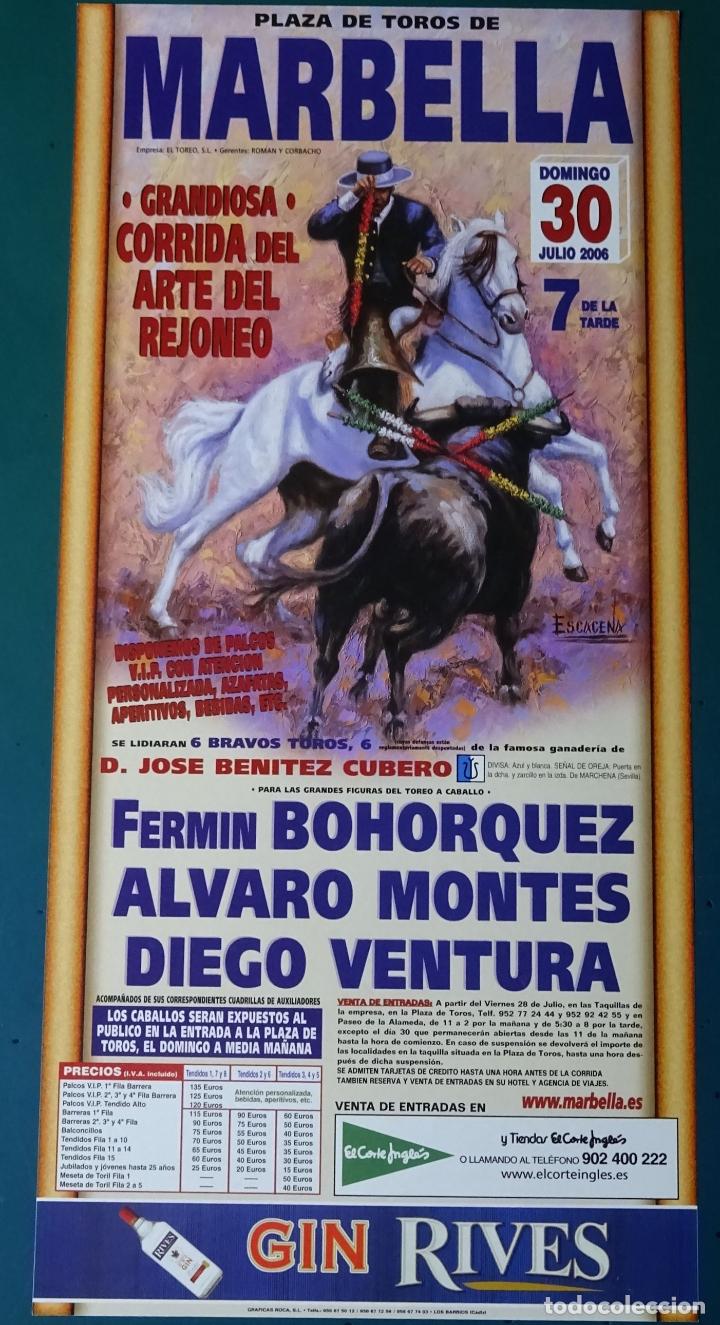 Bullfighting: CARTEL DE TOROS TAUROMAQUIA PLAZA DE TOROS MARBELLA M&Aacute;LAGA 2006. REJONEO. 31CM. 73