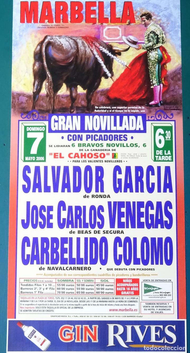 Tauromaquia: CARTEL DE TOROS TAUROMAQUIA PLAZA DE MARBELLA, M&Aacute;LAGA. 2006. VENEGAS COLOMO. 31CM. 77