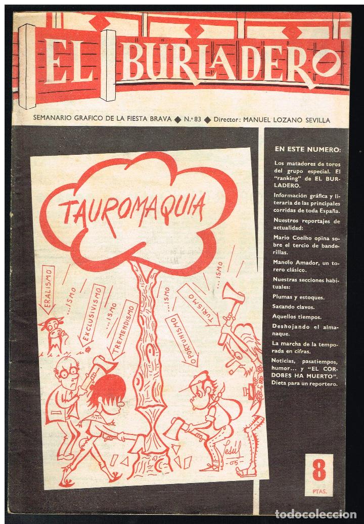 Tauromaquia: EL BURLADERO N&ordm; 83. SEMANARIO GR&aacute;FICO DE LA FIESTA BRAVA - 1965