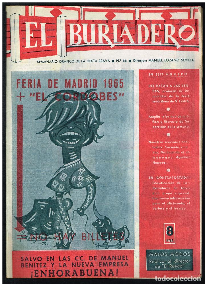 Tauromaquia: EL BURLADERO N&ordm; 66. SEMANARIO GR&Aacute;FICO DE LA FIESTA BRAVA - 1965