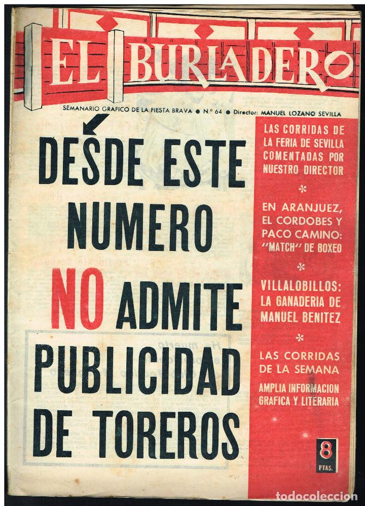 Tauromaquia: EL BURLADERO N&ordm; 64. SEMANARIO GR&Aacute;FICO DE LA FIESTA BRAVA - 1965