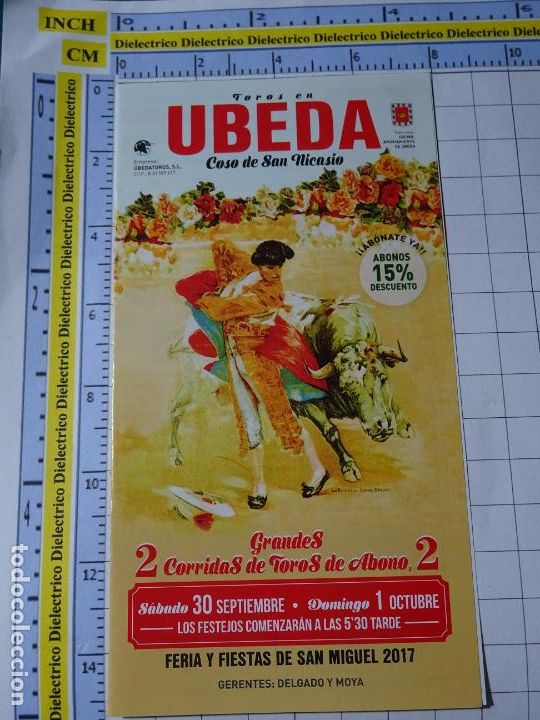 Stierkampf: CARTEL DE TOROS TAUROMAQUIA PLAZA DE &Uacute;BEDA, JAEN 2017. PONCE, ROCA REY, EL CID, ESCRIBANO. 160