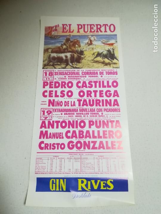Tauromachie: CARTEL DE TOROS. PLAZA DE TOROS EL PUERTO DE SANTA MARIA. 1990. CASTILLO, CELSO ORTEGA, PUNTA