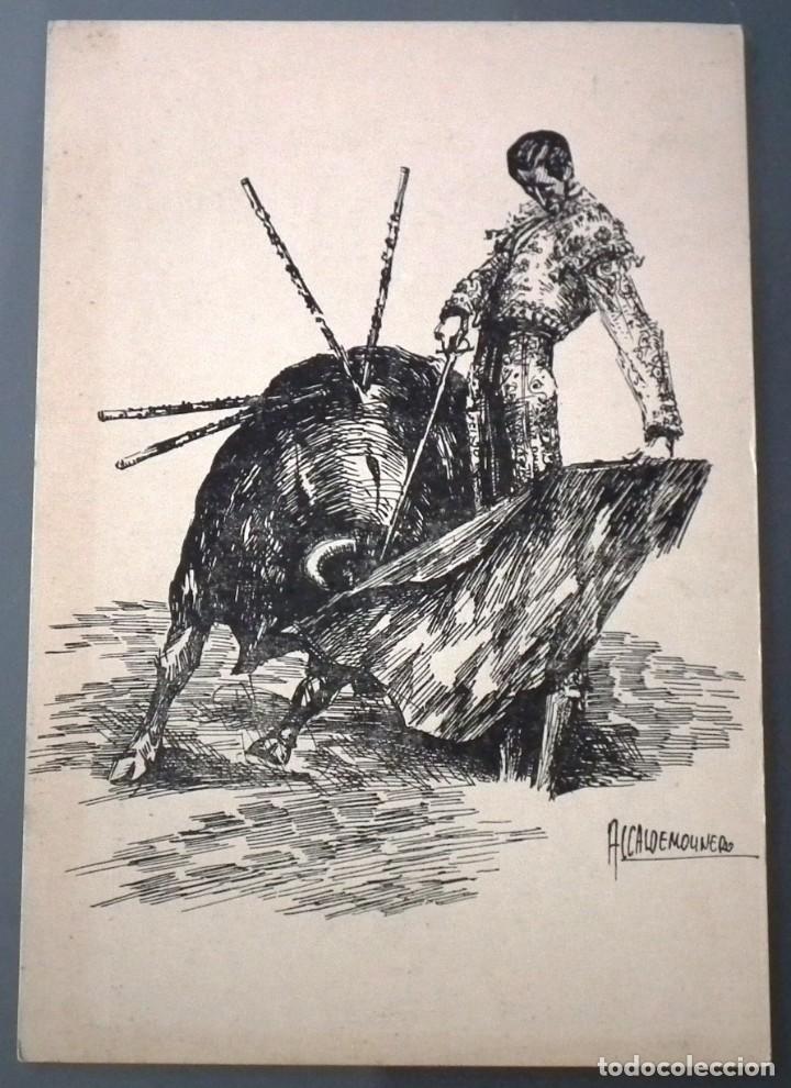 Tauromaquia: POSTAL MANOLETE - VISTO POR ALCALDE MOLINERO - PASE NATURAL - AGOSTO (1947)