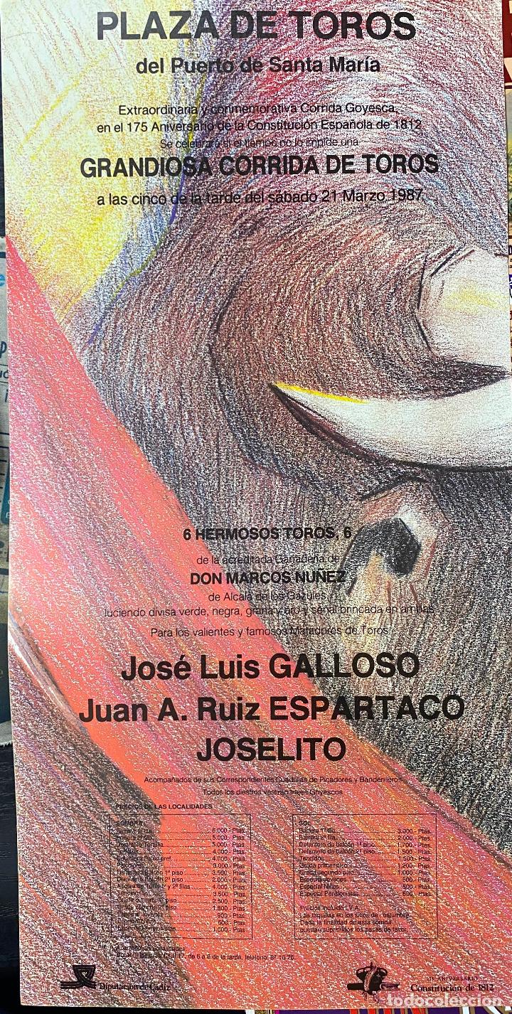 Tauromaquia: CARTEL DE TOROS EN EL PUERTO. A&Ntilde;O 1987. J.L. GALLOSO, ESPARTACO, JOSELITO.
