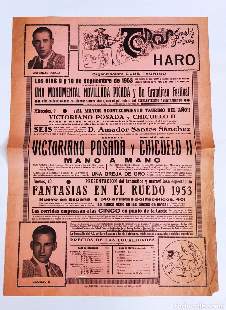 Tauromaquia: Plaza toros de Haro - novillada 1953 - tdkc32