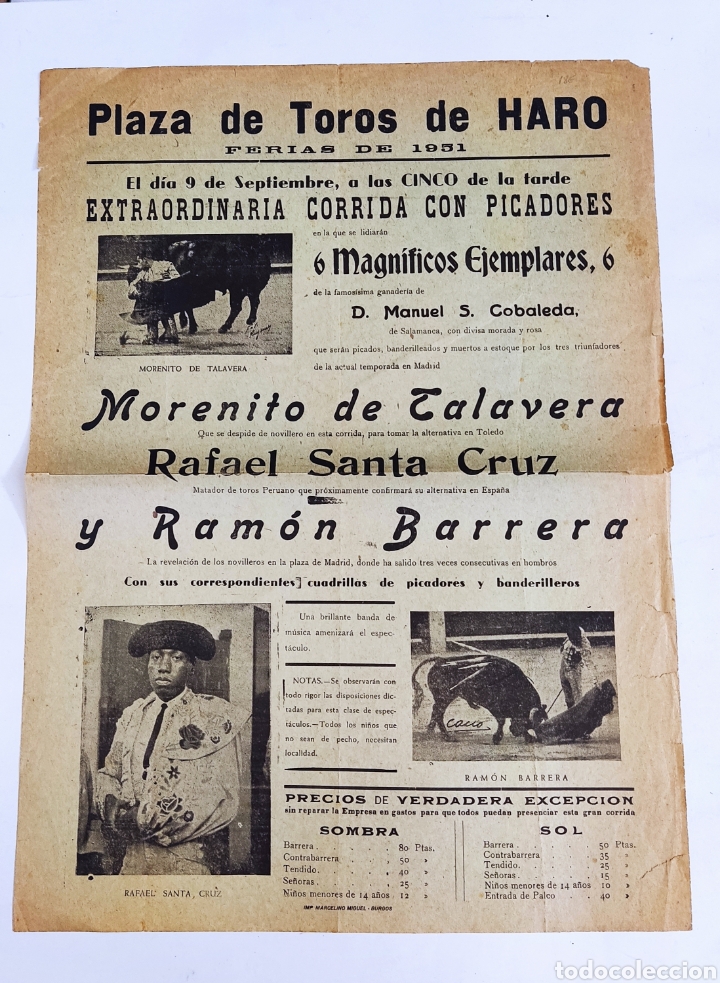 Tauromaquia: Plaza toros de Haro - picadores 1951 - tdkc32