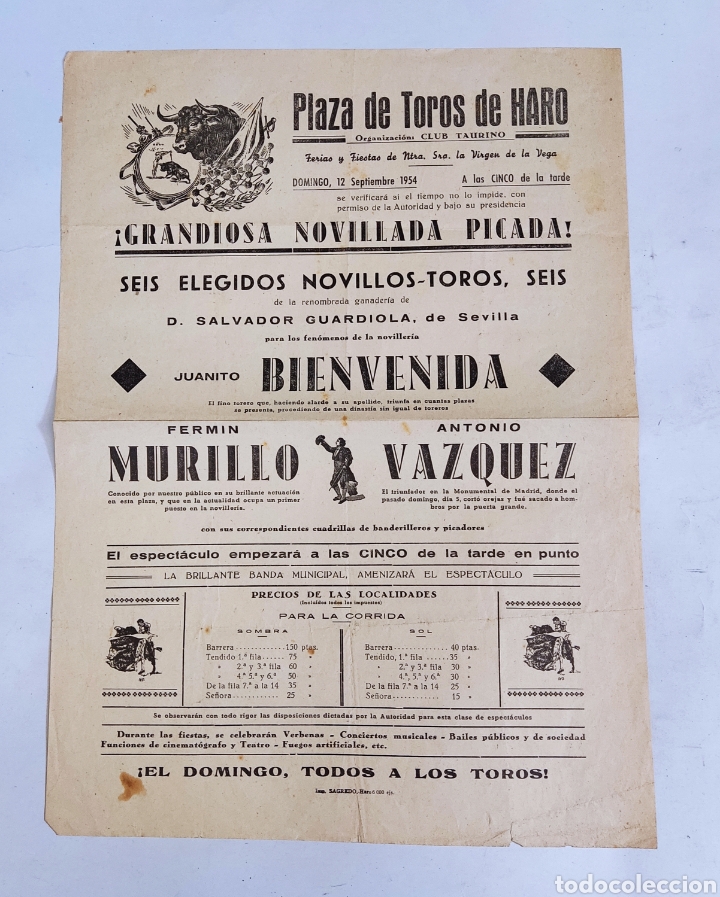 Tauromaquia: Plaza toros de Haro - novillada 1954 - tdkc32