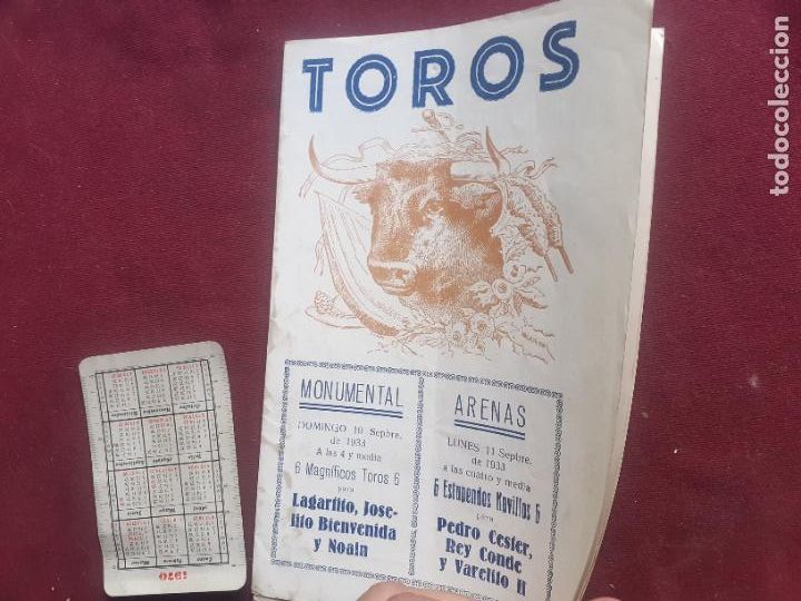 Tauromaquia: Toros. Programa. Folleto. Monumental y Arenas de Barcelona 1933. Lagartito, Jos&eacute;lito Bienvenida