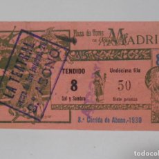 Tauromaquia: ENTRADA TOROS, MADRID, 8ª CORRIDA DE ABONO 1930, LA TEATRAL, MA RQUEZ. Lote 275694008