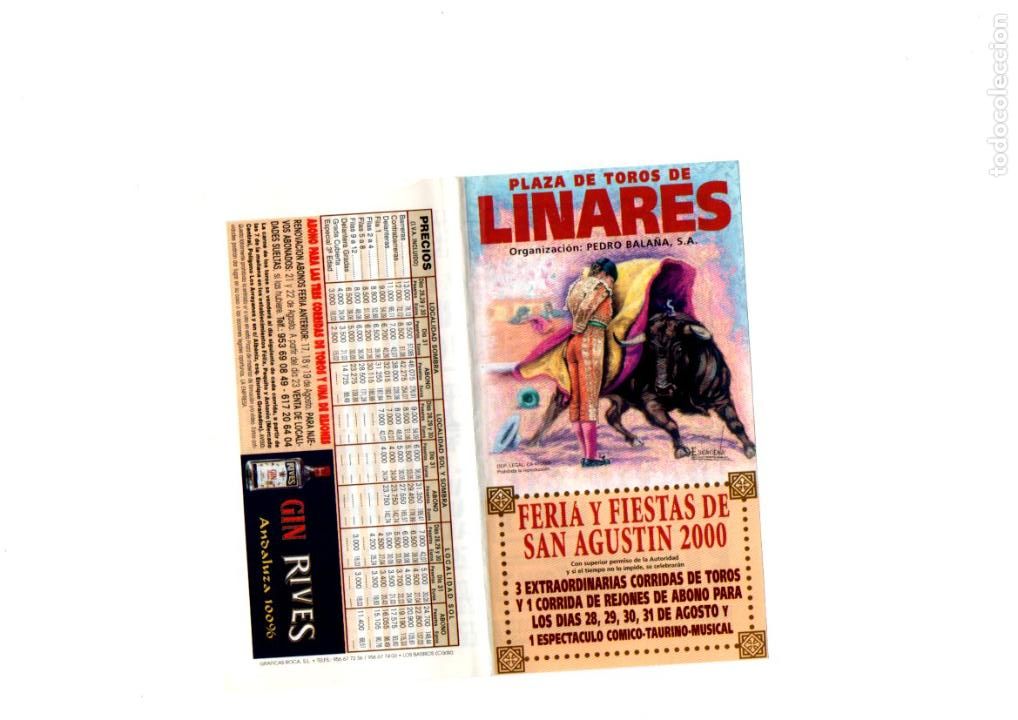 Tauromaquia: FOLLETO / PROGRAMA. 3 CORRIDA DE TOROS. PLAZA DE TOROS DE LINARES. JOSE TOMAS, JOSELITO, PONCE