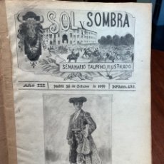 Tauromaquia: SOL Y SOMBRA, Nº 133, 26 OCTUBRE 1899, ESPECIAL RETIRADA DE GUERRITA, CON DIBUJOS ORIGINALES. TOROS. Lote 290239418