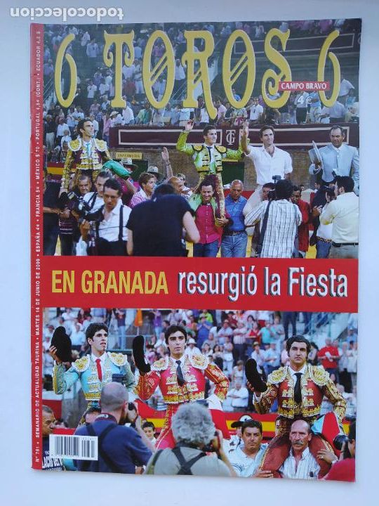 Stierkampf: 6 TOROS 6. N&ordm; 781 SEMANARIO DE ACTUALIDAD TAURINA. 16 JUNIO 2009. GRANADA RESURGIO LA FIESTA TDKC125