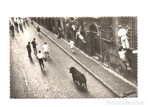 Tauromaquia: POSTAL FOTOGRAFICA N&ordm; 63 - PAMPLONA SAN FERMIN. TORO DESMANDADO. CHAPRESTO. SIN CIRCULAR