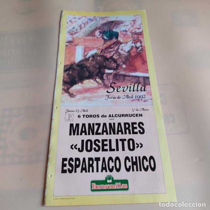 Tauromaquia: SEVILLA 1992. MANZANARES &rdquo;JOSELITO&rdquo;. ESPARTACO CHICO. GANADERIA DE ALCURRUCEN.