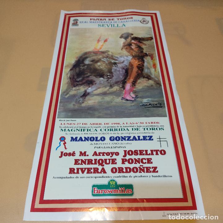 Tauromaquia: SEVILLA.JOSE M&ordf; ARROYO.ENRIQUE PONCE.RIVERA ORDO&Ntilde;EZ.TOROS DE MANOLO GONZALEZ.MEDIDAS: 45 X 24 CM.