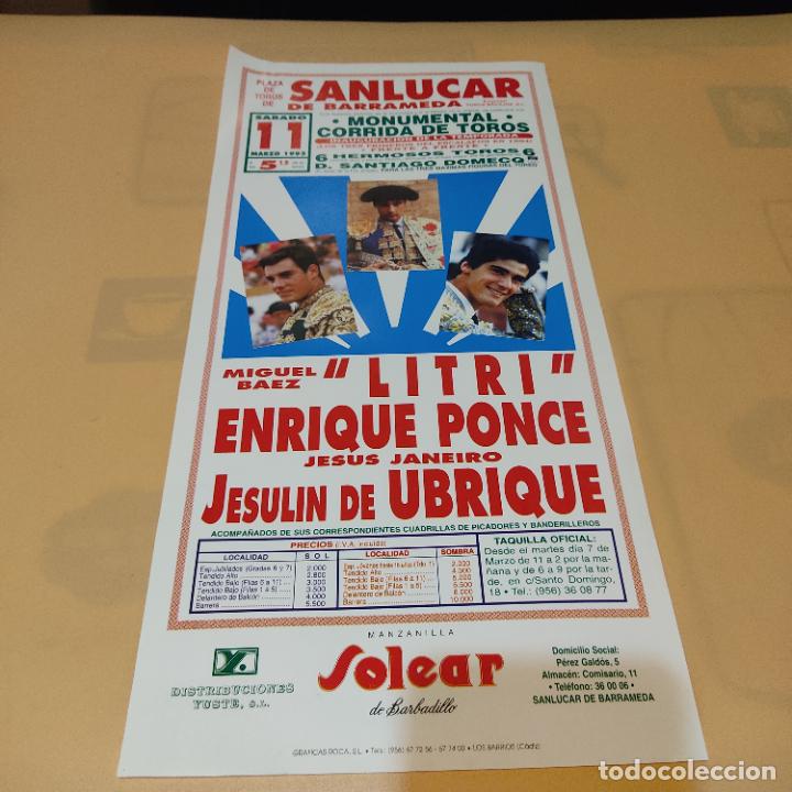 Tauromaquia: SANLUCAR DE BARRAMEDA 1995. ENRIQUE PONCE. JESULIN DE UBRIQUE. MIGUEL BAEZ EL LITRI.