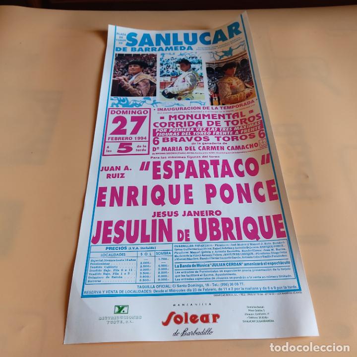 Tauromaquia: SANLUCAR DE BARRAMEDA 1994.ESPARTACO.ENRIQUE PONCE.JESULIN DE UBRIQUE.TOROS DE M&ordf; CAMACHO.