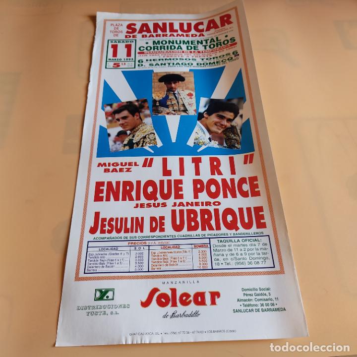 Tauromaquia: SANLUCAR 1995.LITRI.JESULIN DE UBRIQUE.ENRIQUE PONCE. TOROS DE D. SANTIAGO DOMECQ.