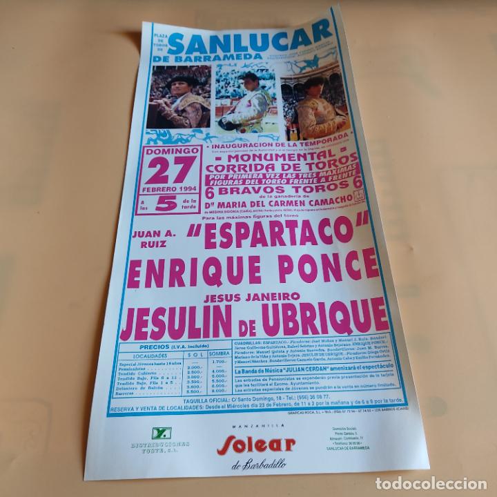 Tauromaquia: SANLUCAR DE BARRAMEDA 1994.ESPATTACO.ENRIQUE PONCE.JESULIN DE UBRIQUE. D&ordf;M&ordf; DEL CARMEN CAMACHO.